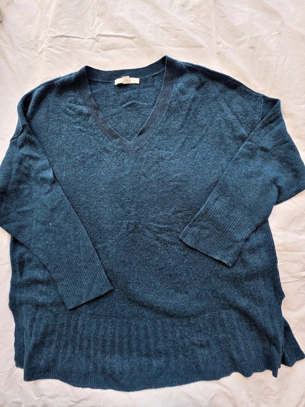 Sejour Blue V-Neck Wool Cashmere Sweater Size 3X
